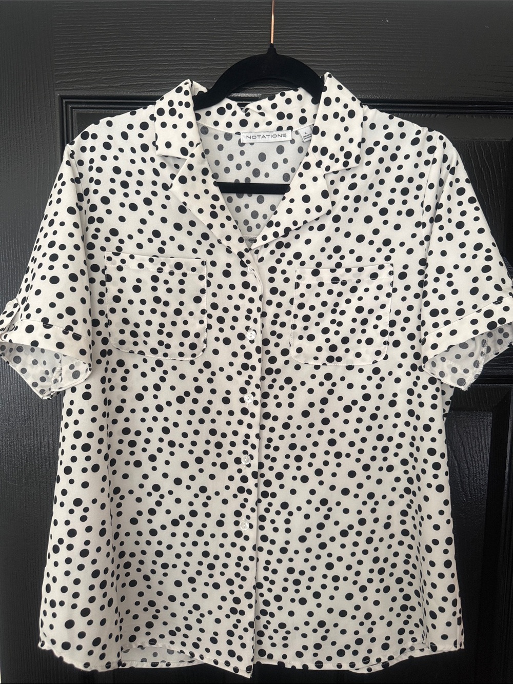 Notations White Blouse with Black Polka Dots